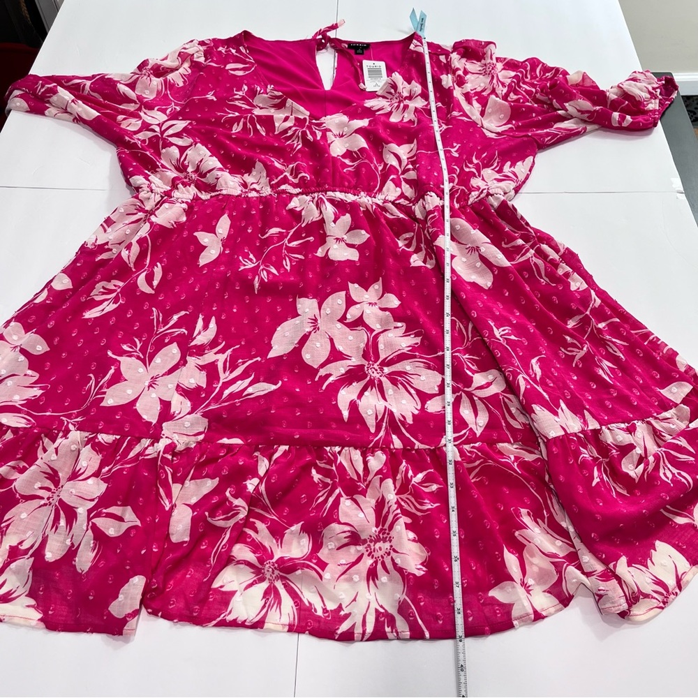 NWT Torrid Pink White Floral Clip Swiss Dot Pockets Dress Size 3X - Picture 13 of 14